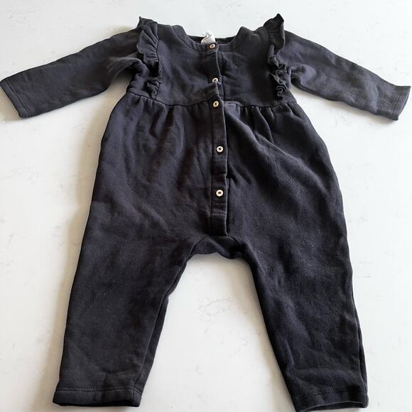 H&M Other - H&M Girls Brown Sweatshirt One Piece Jumpsuit Romper size 9-12 months